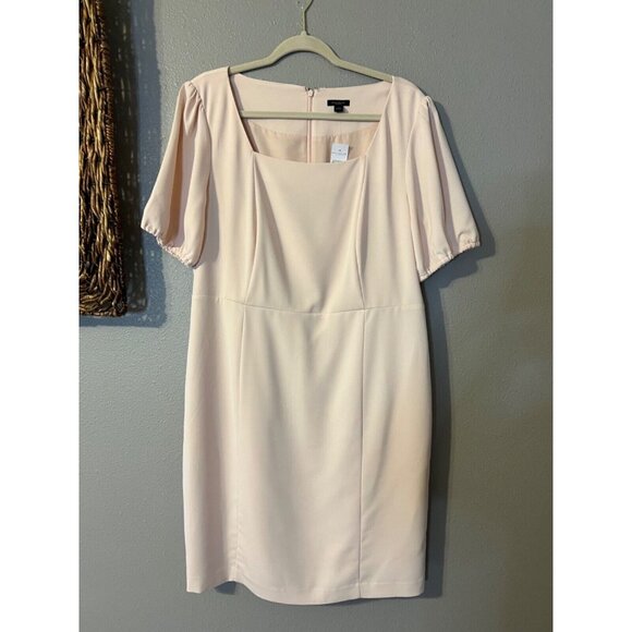 Ann Taylor Dress 14 Blush Pink Short Sleeve Stretch Career Church NWT Washable - Picture 5 of 9